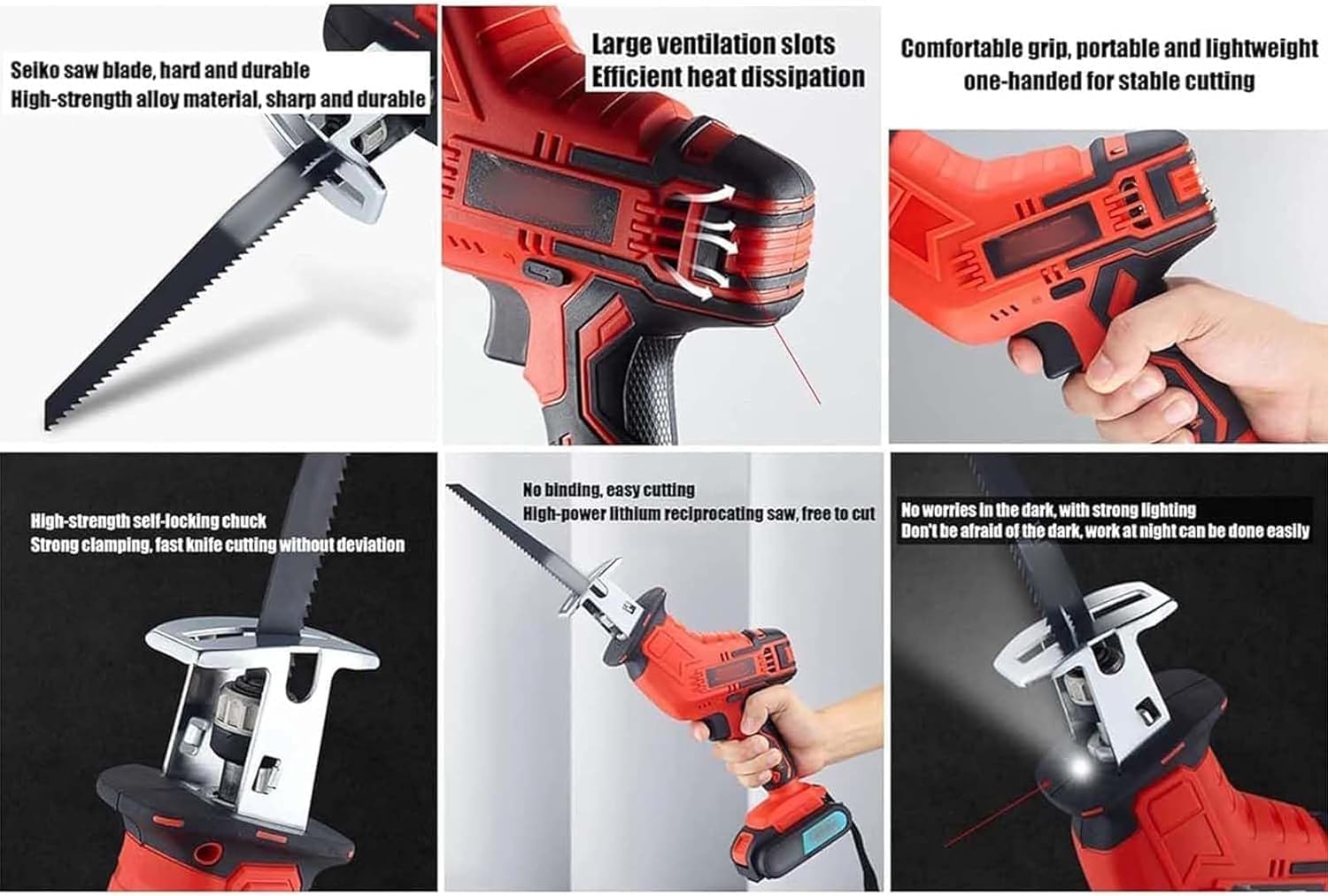 Potente Sega Elettrica a Batteria per Macellai, 450 W 21 V Senza Filo per Carne e Osso, Lame Intercambiabili – Per Macelleria, Cucina, Legno & Metallo(rosso,2Battery)