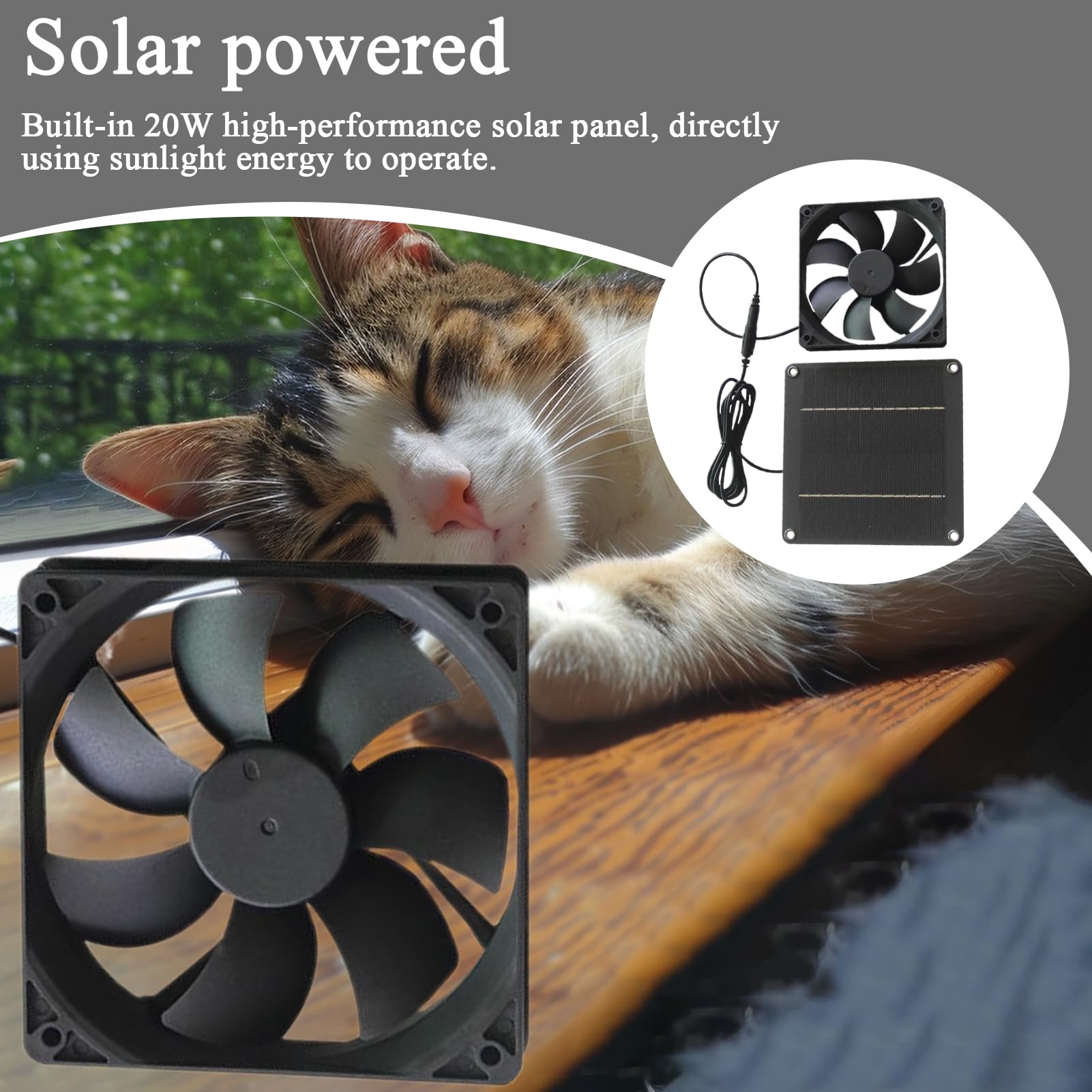 Ventola di raffreddamento solare 20W per canili, padiglione, ventilazione tetto