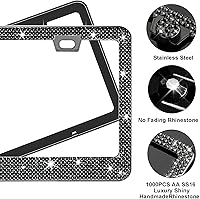 Vista 3 de Paquete de 2 marcos de matrícula brillantes negros para matrícula, cubierta de aluminio para placa de matrícula universal automotriz, juego