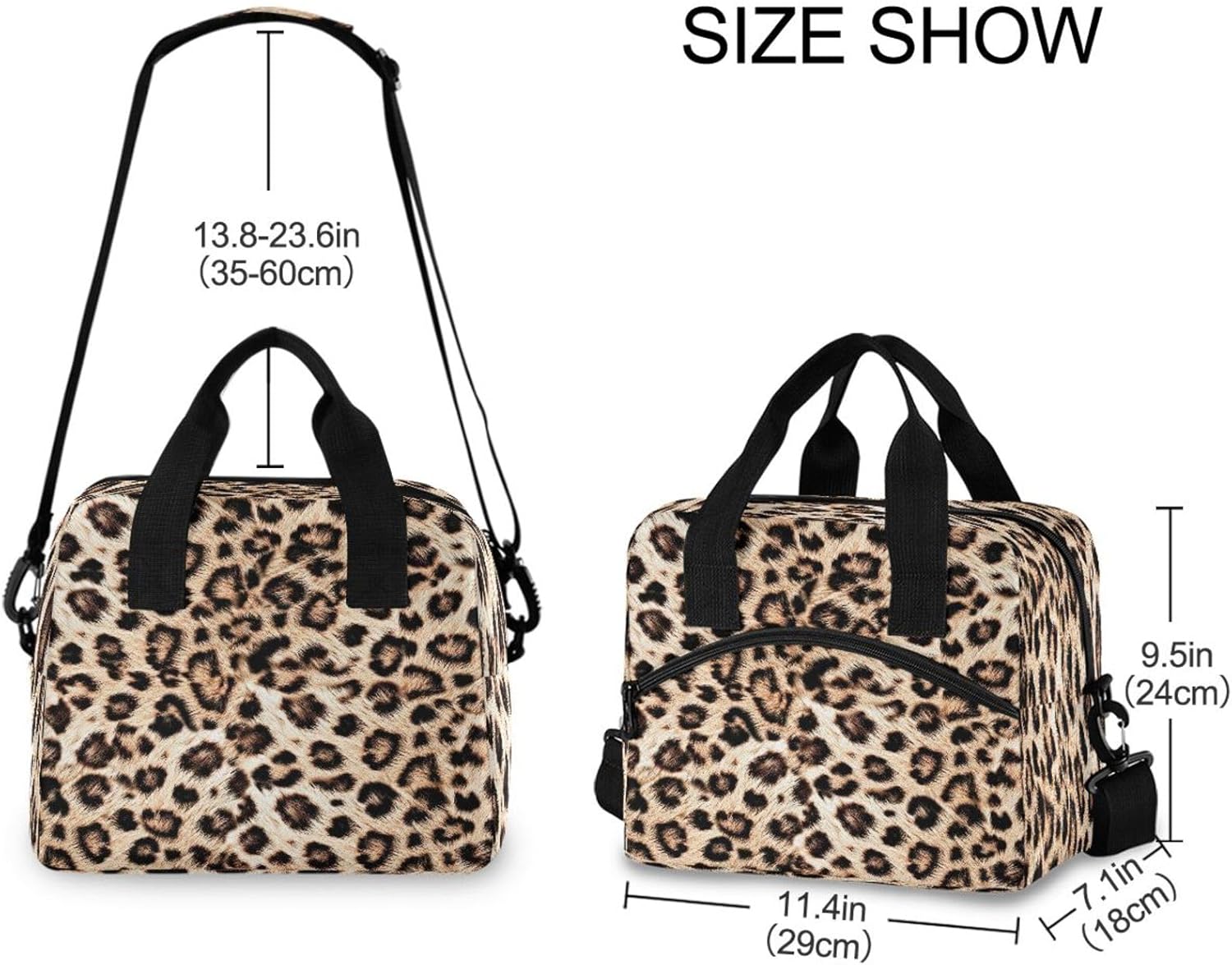 Insulated Lunch Bag Box Animal Leopard Pattern for Women Men,Reusable Leopard Print Lunch Box Cooler Tote Bag for Adult Lunch Container with Adjustable Shoulder Strap for Office work, Picnic,Travel