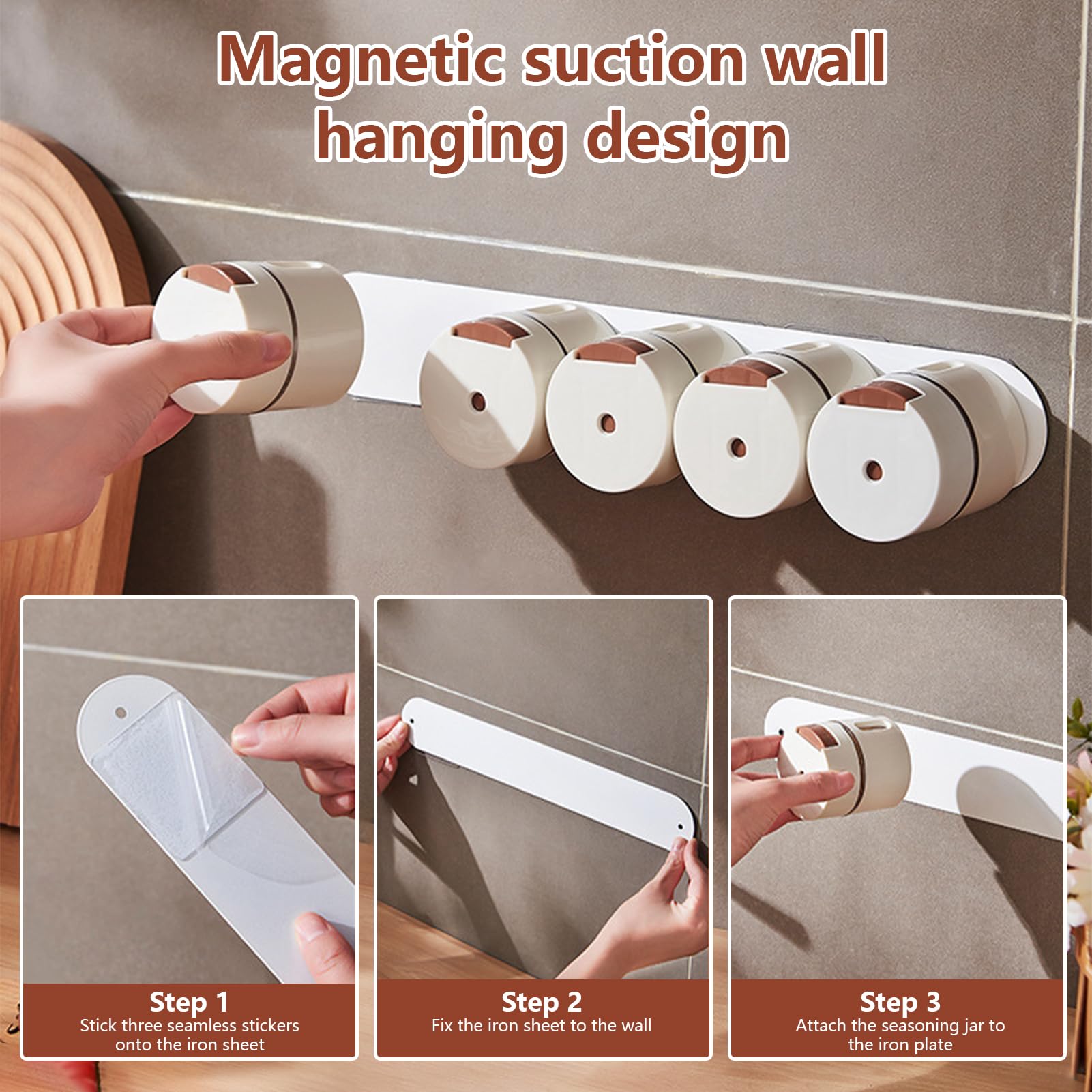 Magnetisches Gewürzdosen-Set mit Ständer, 6 geruchsfreie Aromatherapie-Behälter für Küchenorganisation, leicht zugänglich, Gewürzspender, perfekte Aufbewahrungslösung