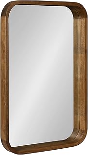 Kate and Laurel Hutton Modern Rounded Rectangle Wall Mirror, 20 x 30, Rustic Brown, Transitional Geometric Mirror for Wall