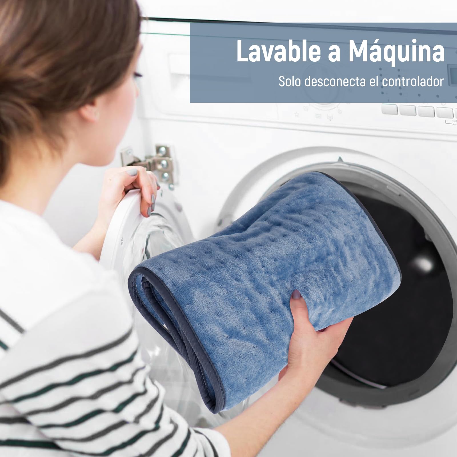 Manta Eléctrica, 60 x 80 CM Almohadilla Térmica Eléctrica para Espalda, Lumbar, Pierna, con Función de Apagado Automático y 6 Niveles de Temperatura, Lavable a Máquina Esterilla Electrica