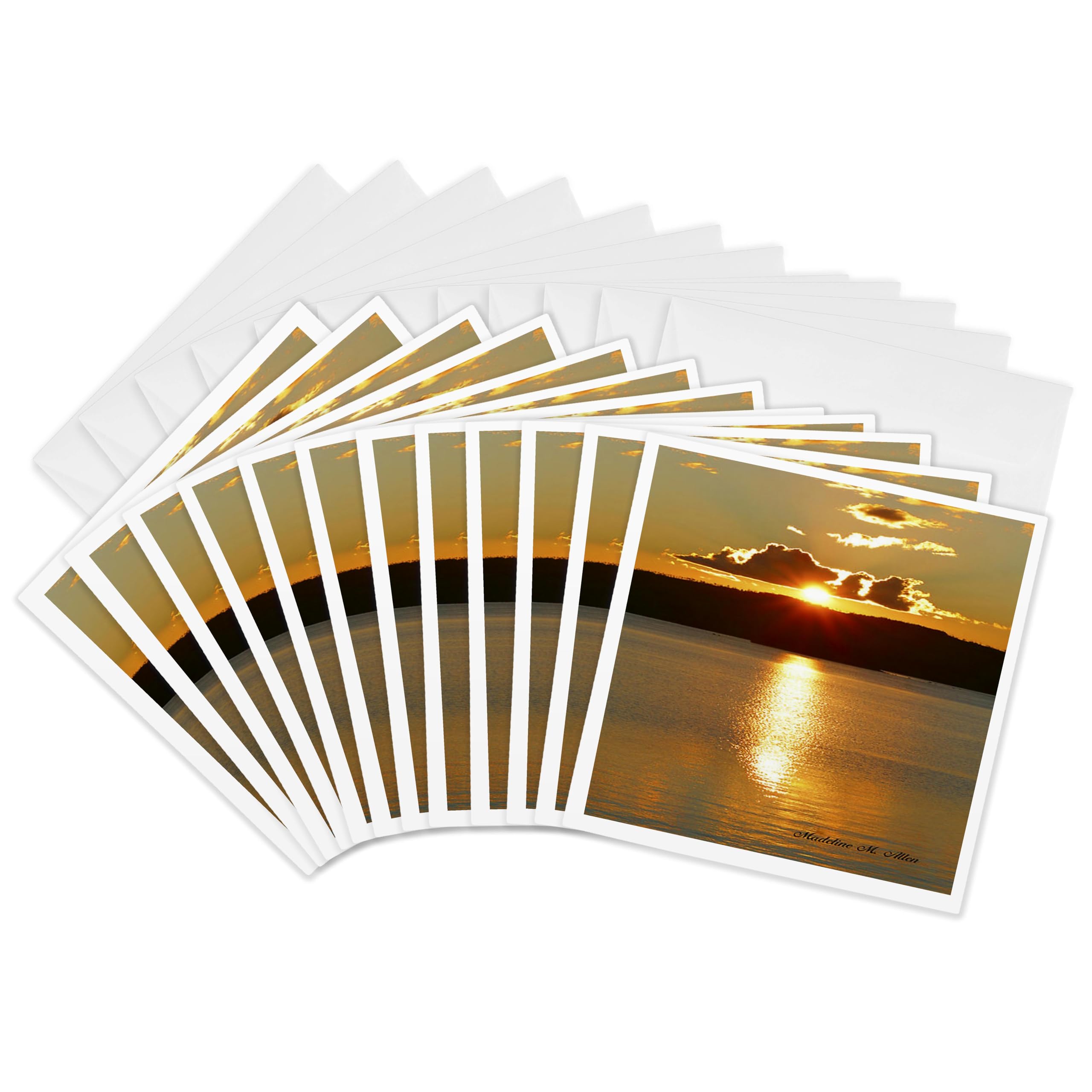3dRose gc_9197_2 6 x 6-Inch "Sunset Over Joe Globe Lake" Greeting Card (Pack of 12)