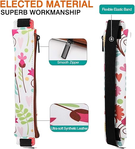 Miniatura 4 de MoKo Estuche para lápices (paquete de 2), estuche de cuero sintético con cremallera y correa elástica para bolígrafos, lápices, marcadores,