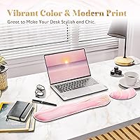 Vista 2 de Gimars Juego Mejorado Ampliado de Almohadilla de Apoyo para Muñeca de Teclado de Espuma Viscoelástica de Gel, Diseño Ergonómico Cómodo