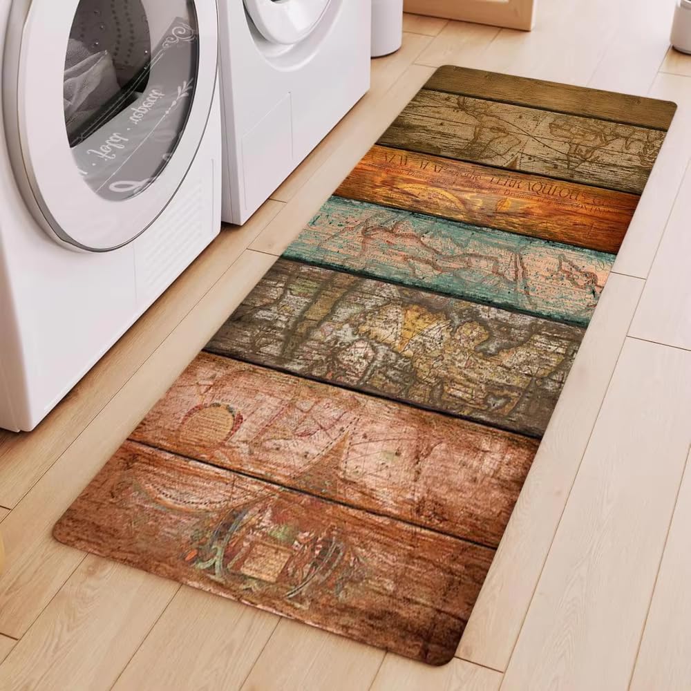 Alfombra de madera retro antideslizante de 60x140 cm que no se mueve