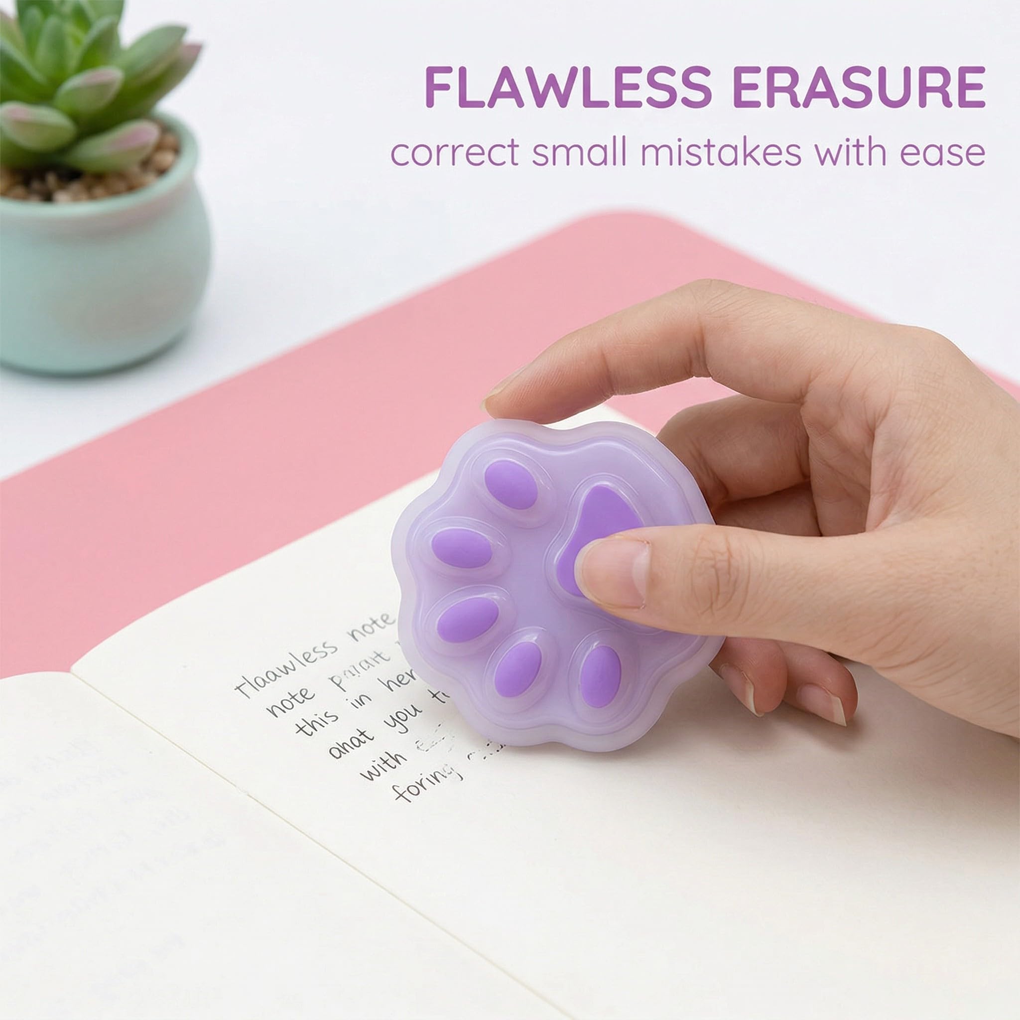 3 Piezas Gomas de Borrar con Forma de Patitas de Gato - Borrador para Bolígrafo de Gel y Borrador de Silicona para Tinta Térmica - Diseño Adorable para Material de Oficina