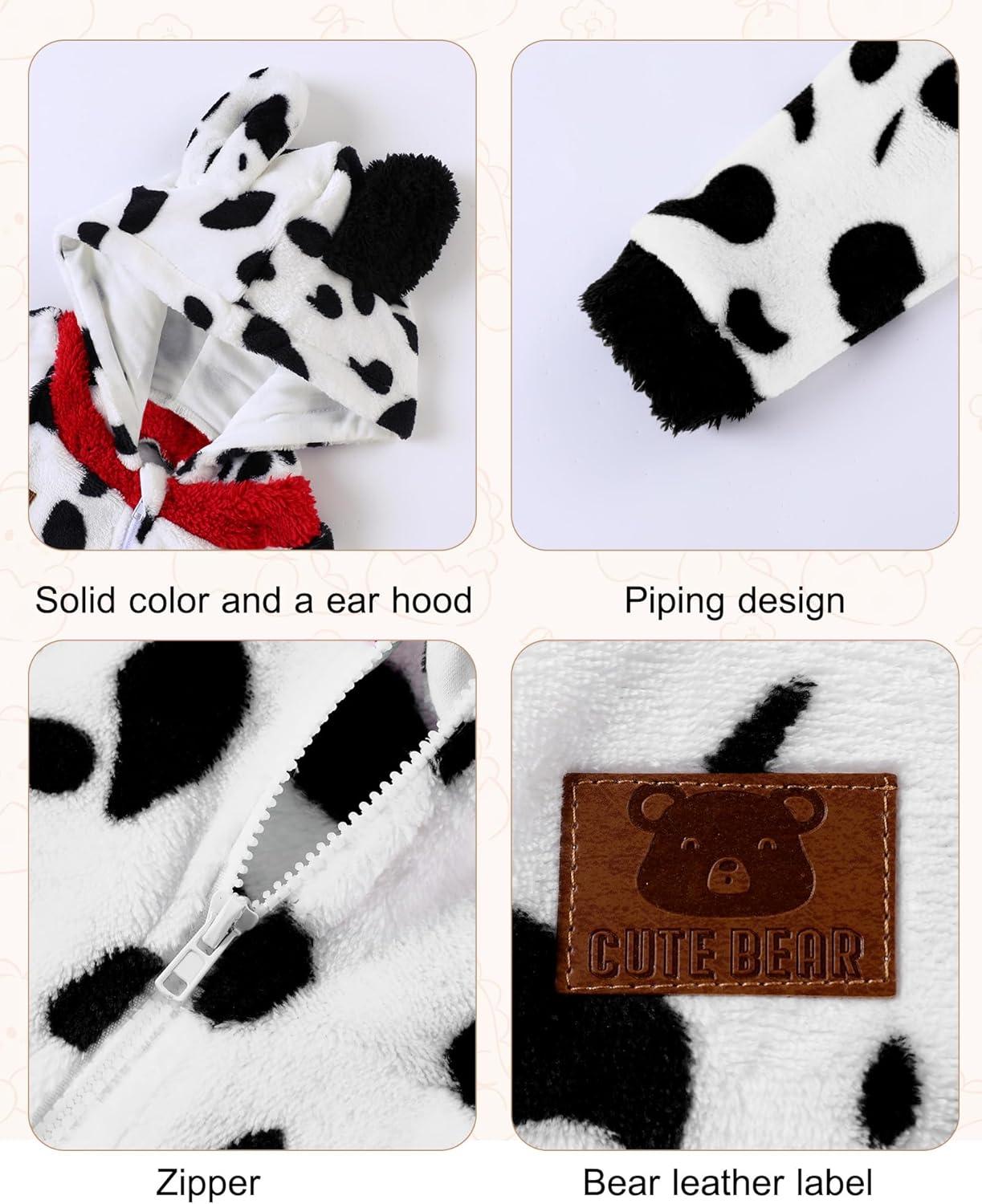 Redair Baby Winter Clothes Baby Onesie Plush Hooded Newborn Outfit Infant Costume for Newborn Boys Girls 0-18 Months - Image 5