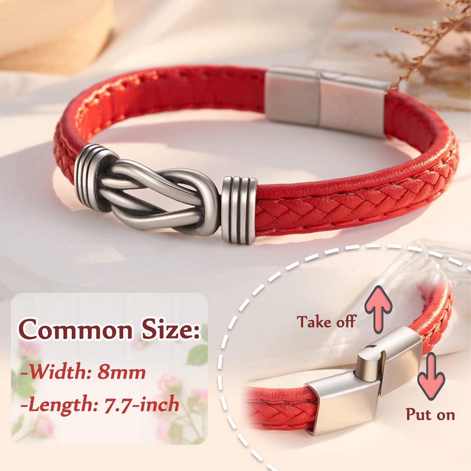 FYUKISS Forever Linked Together Leather Bracelet for Daughter | Granddaughter | Wife | Niece Valentines Mothers Day Gifts for Her - Image 5