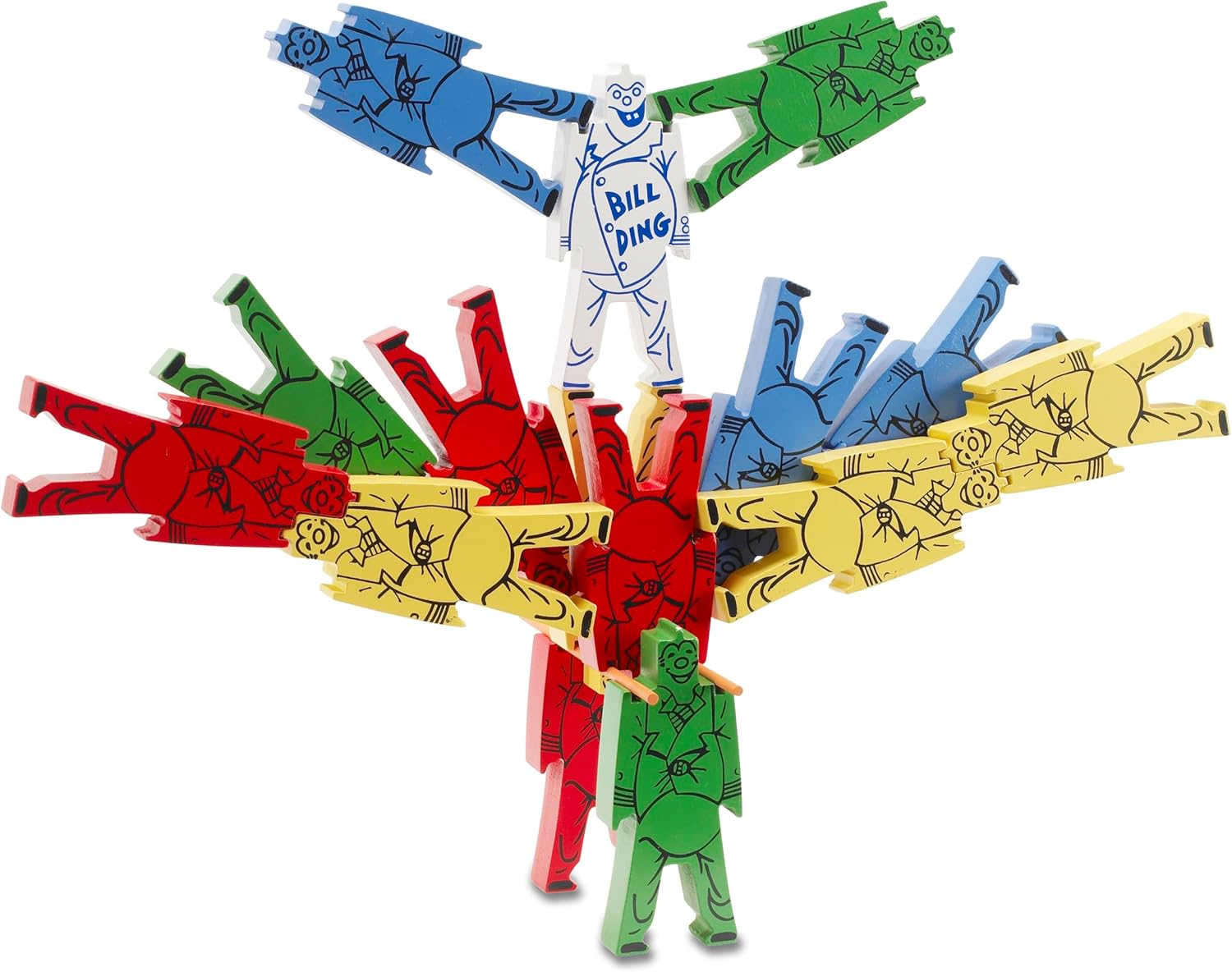 Bill Ding Original Balancing Clowns Deluxe Set Unique Colorful Stacking Building Interlocking Wooden Blocks Educational for Age 3+ Boys & Girls Motor Skills Hand Eye Coordination