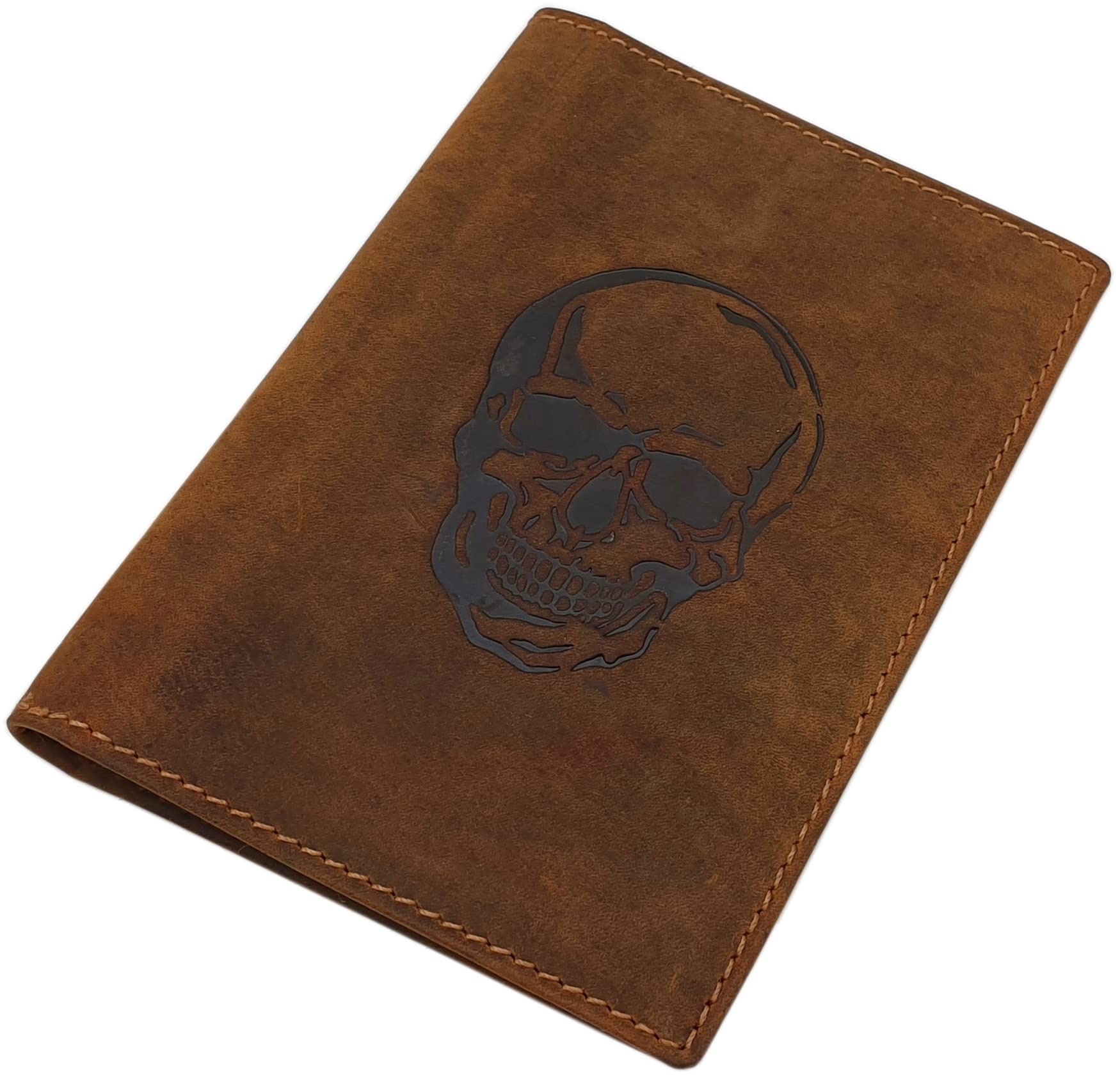 Buffalo Full Leather ID Card Holder with Deer, Boar
