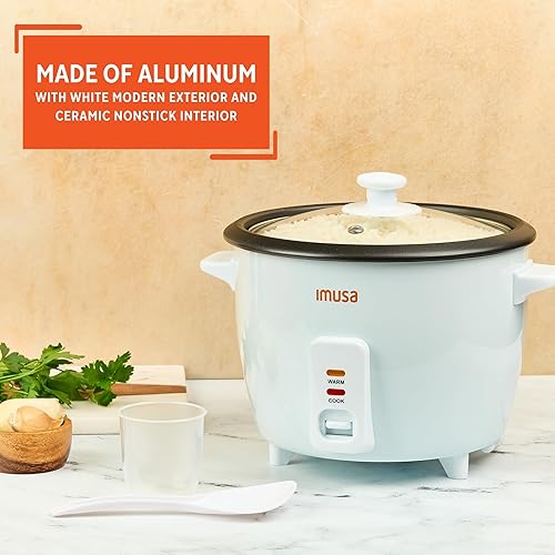 Miniatura 3 de IMUSA Arrocera eléctrica para 16 tazas cocidas 8 tazas sin cocer – Olla antiadherente de cerámica, olla multicocción para arroz, quinua, avena,