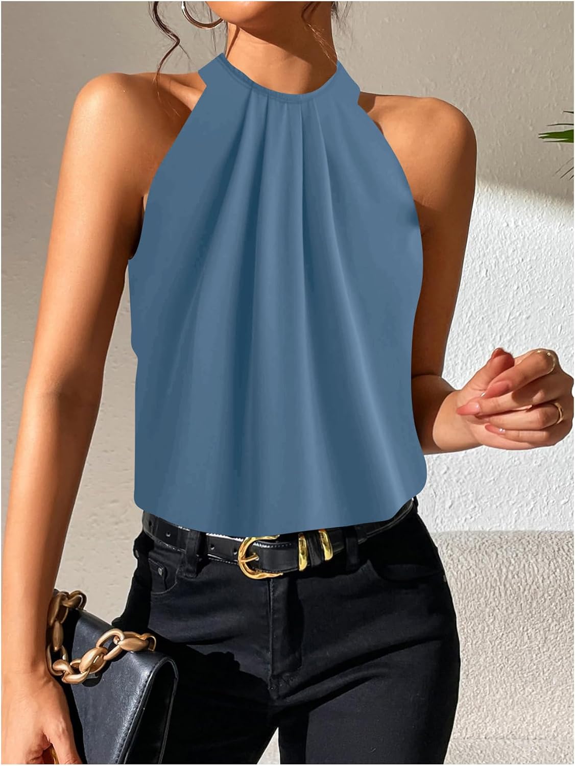 SOLY HUX Women's Halter Tops Tank Top Summer Casual Sleeveless Tunic Blouses - Image 5