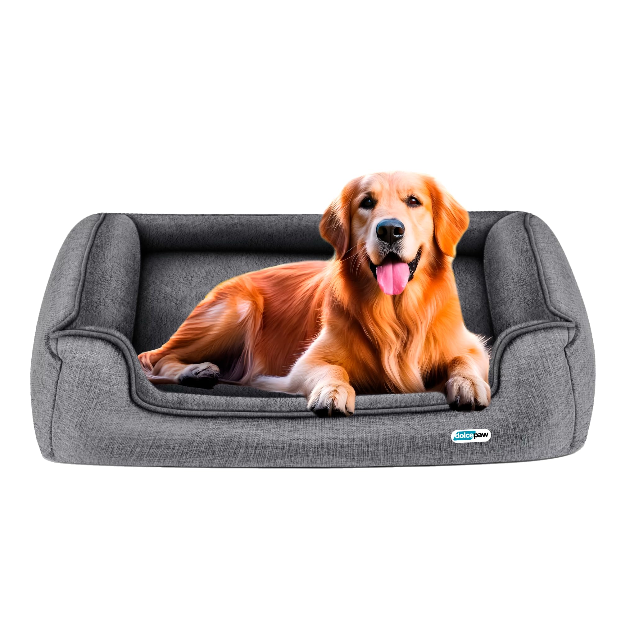 Cama para Perros con Funda Extraíble Lavable y Antideslizante, Cama para Perros y Gatos con Bordes Altos y Suaves, Máximo Confort, Ideal para Mascotas Grandes y Pequeñas