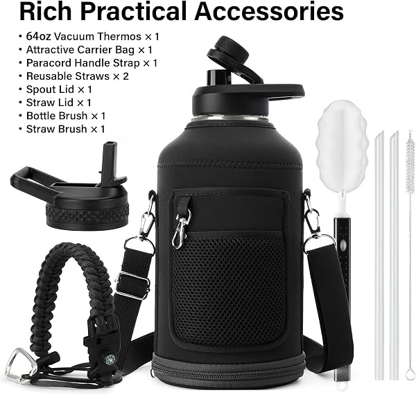 Close-up of the DYSANKY 2L Insulated Water Bottle's braided handle and exterior coating.