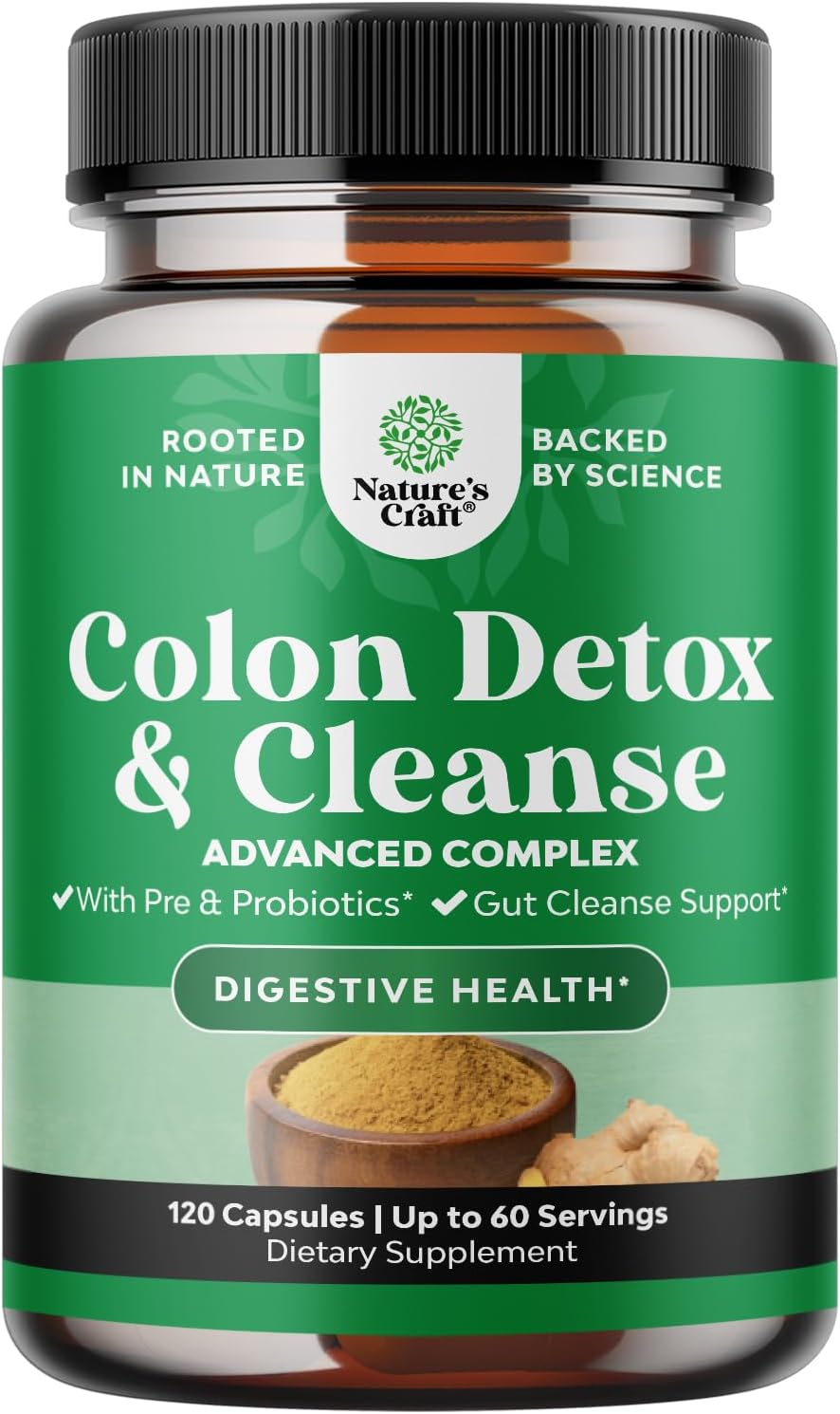 Herbal Colon Cleanse for Women & Men – 15 Day Gut Cleanse Detox for Women with Senna Leaf Cascara Sagrada & Psyllium Husk for Fasting Acting Relief – 3rd Party Tested Made in The USA (60 Servings)