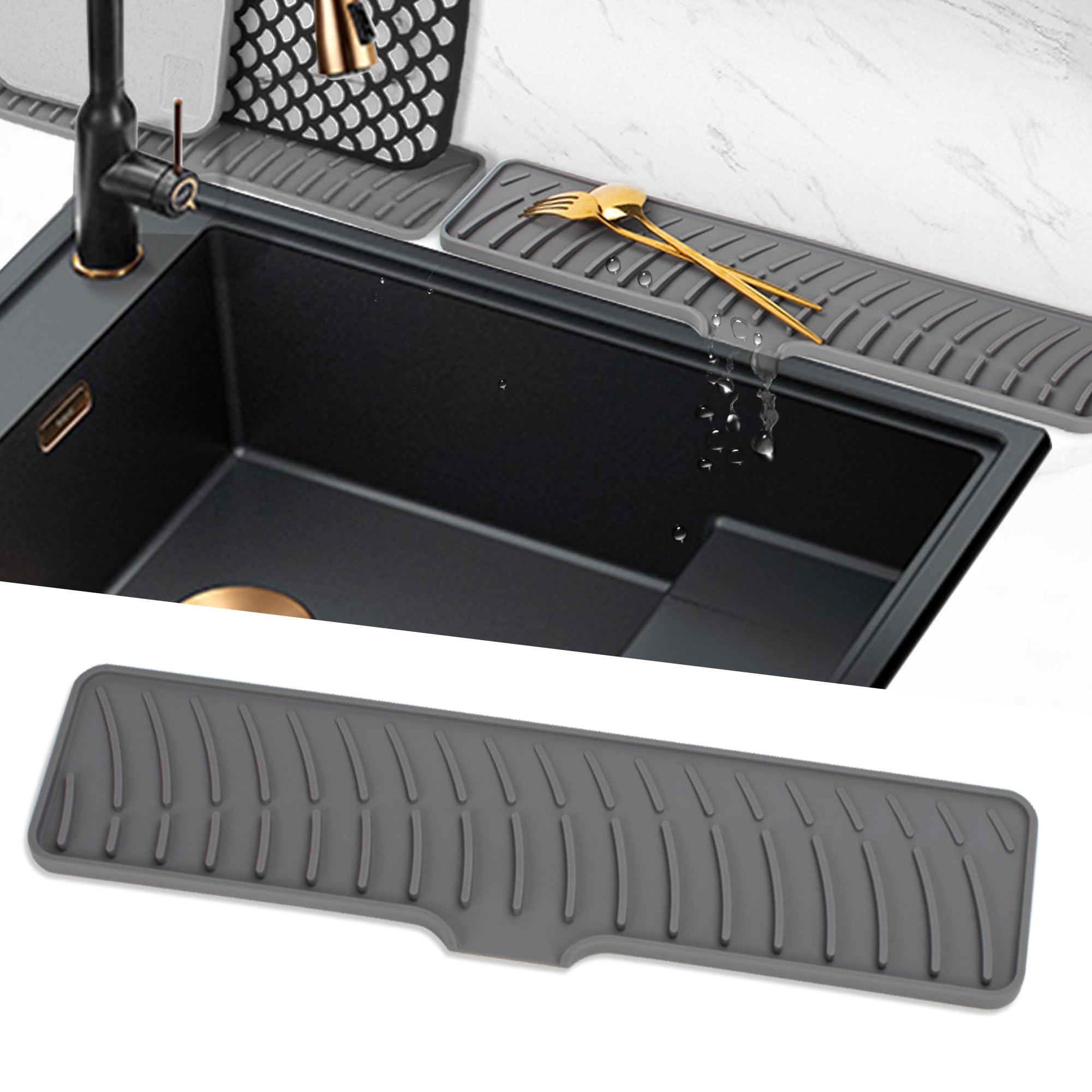 Tappetino Per Rubinetto In Silicone 13x3.8cm - Paraspruzzi Per Lavello Cucina E Bagno, Lavabile E Assorbente - Foto 8