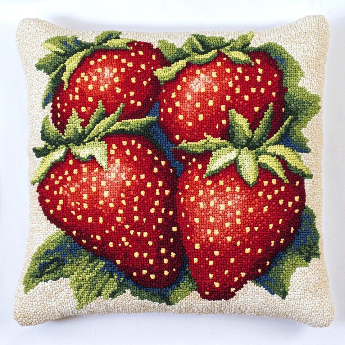 Nahuigood 11Ct Stamped Cross Stitch Pillow Kits,Strawberry 45X45cm Embroidery Pillowcase Counted Needlepoint Handmade Cushion Cover Cross Stitch Cushion Cover Embroidery Kit Pillow Cases