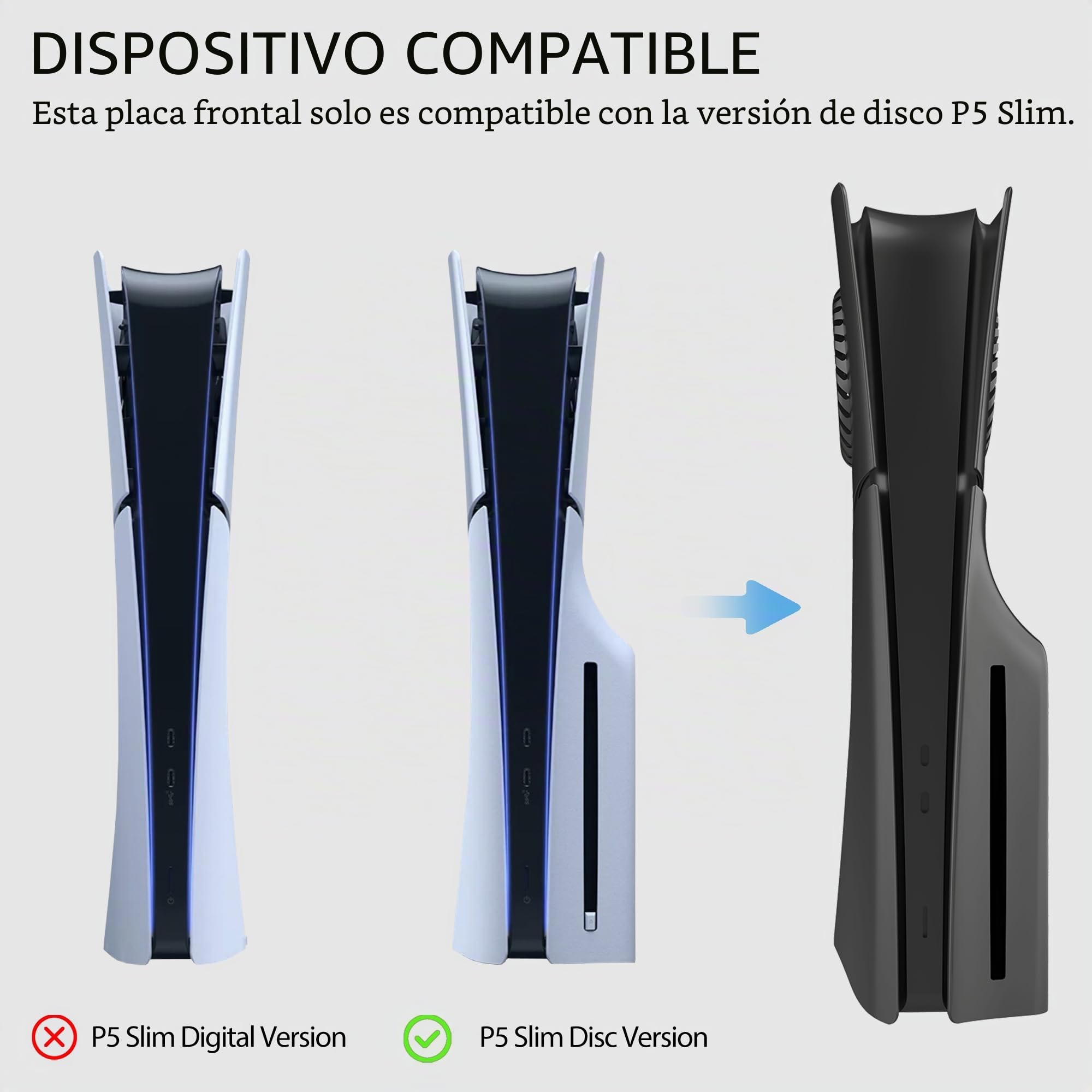 DOBEWINGDELOU Placa frontal para PS5 Slim Disc Edition con ventilación de refrigeración y filtro de polvo, placas de cubierta de consola de ABS a prueba de polvo de repuesto para carcasa lateral,