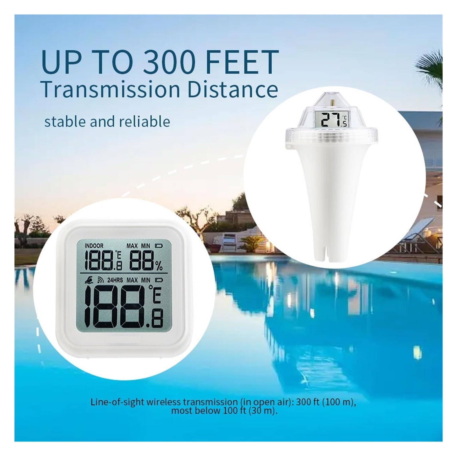 Termometro For Piscina, Digitale For Galleggiante Di Facile Lettura, For Impermeabile IP68 For Il Nuoto Lettura Accurata Della Temperatura