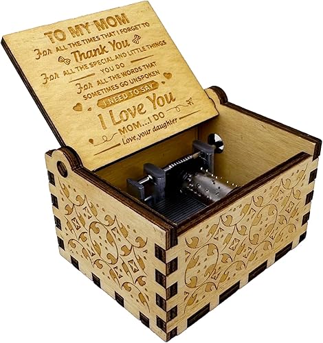 Miniatura 4 de Caja de música You are My Sunshine from Daughter to Mom, manivela clásica grabada, cajas musicales grabadas, regalos de recuerdo para mamá de hija
