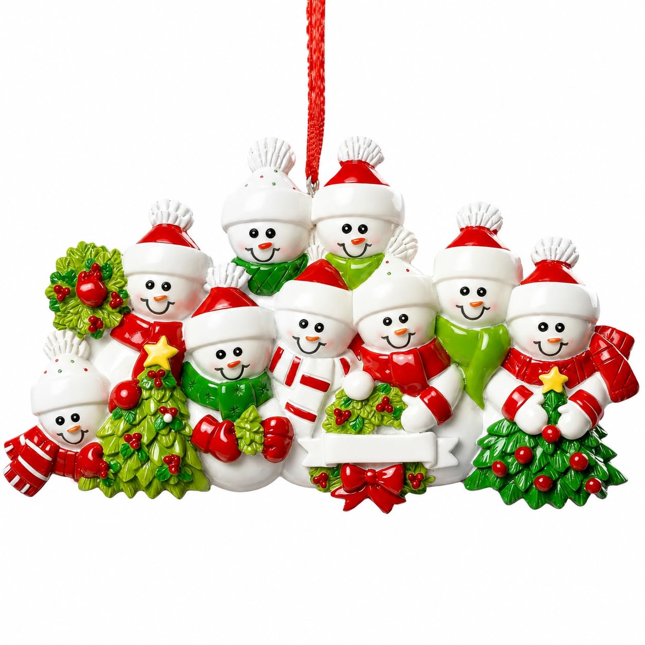 iDIY Family Christmas Ornament 2026, Snowman Ornament with Pen, Write Your Own Names and Year, Resin Christmas Tree Decoration, Family Keepsake Gift, 9-Person Design
