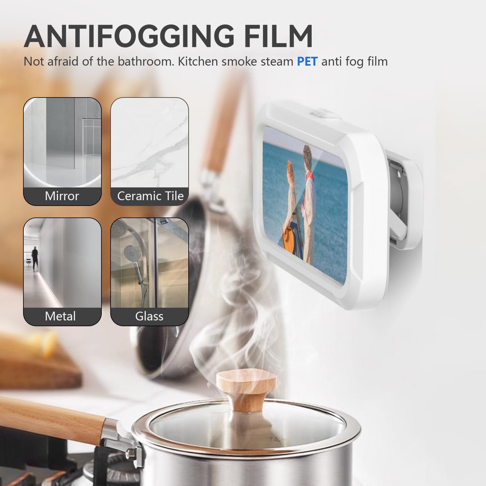 Shower Waterproof Shower Phone Holder 480° Rotating Suction