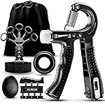ALMAH Hand Grip Strengthener kit(5 Pack),Grip Strength Trainer,Forearm Workout Trainer Adjustable Grip Exercises,Finger Grip Strengthener,Finger Stretcher,Grip Ring & Stress Relief Ball with Carry Bag