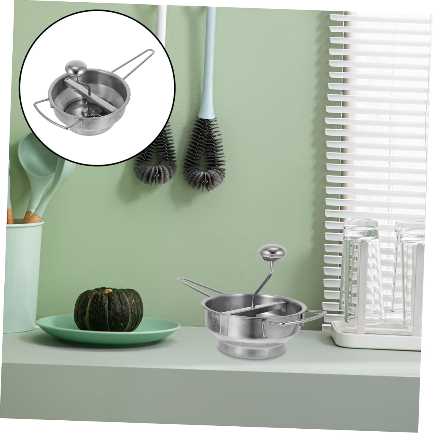 ABOOFAN Compact Stainless Steel Masher for Mashed Potatoes Ideal for Kitchen Portable for On-the-go