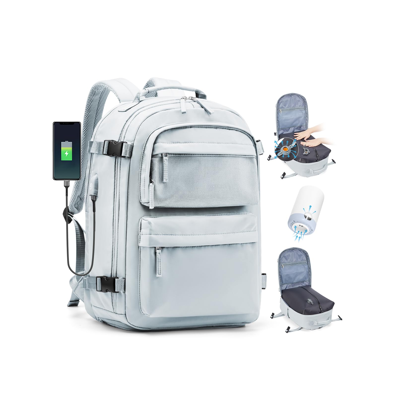 BJLFS Borse da Cabina per Ryanair 40×30×20 Zaino da Viaggio con Sottovuoto Bagaglio a Mano 40x20x25 Easyjet 45×36×20,Zaino Wizzair 40x30x20,Zaino Casual per laptop da 14 pollici per scuola