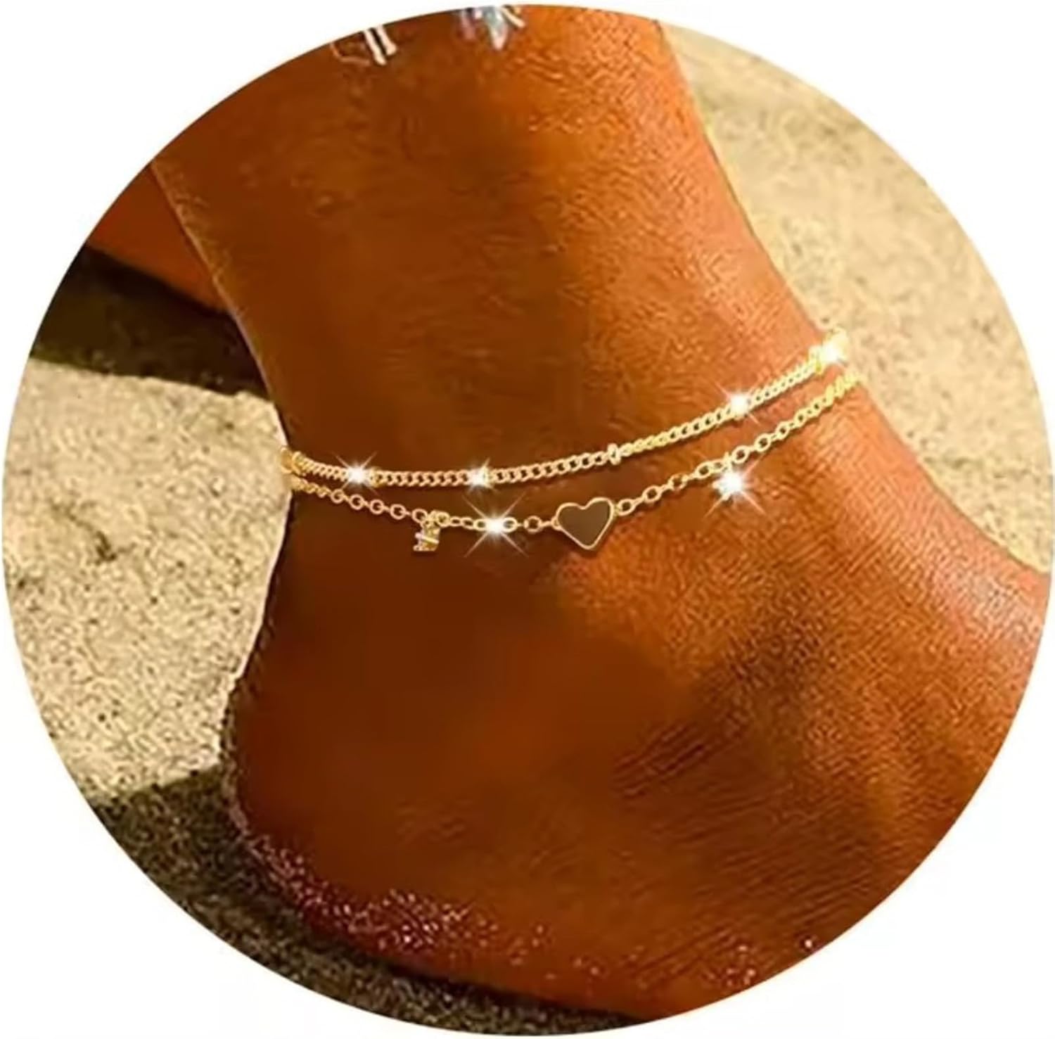 Elegant Waterproof Anklet Set for Women 925 Silver Plated with CZ Crystals heart-shaped Charm Adjustable Dainty Chain Foot Jewelry Trendy Everyday Wear or Vacation Gift for Her Mom Wife Girlfriend - Image 4