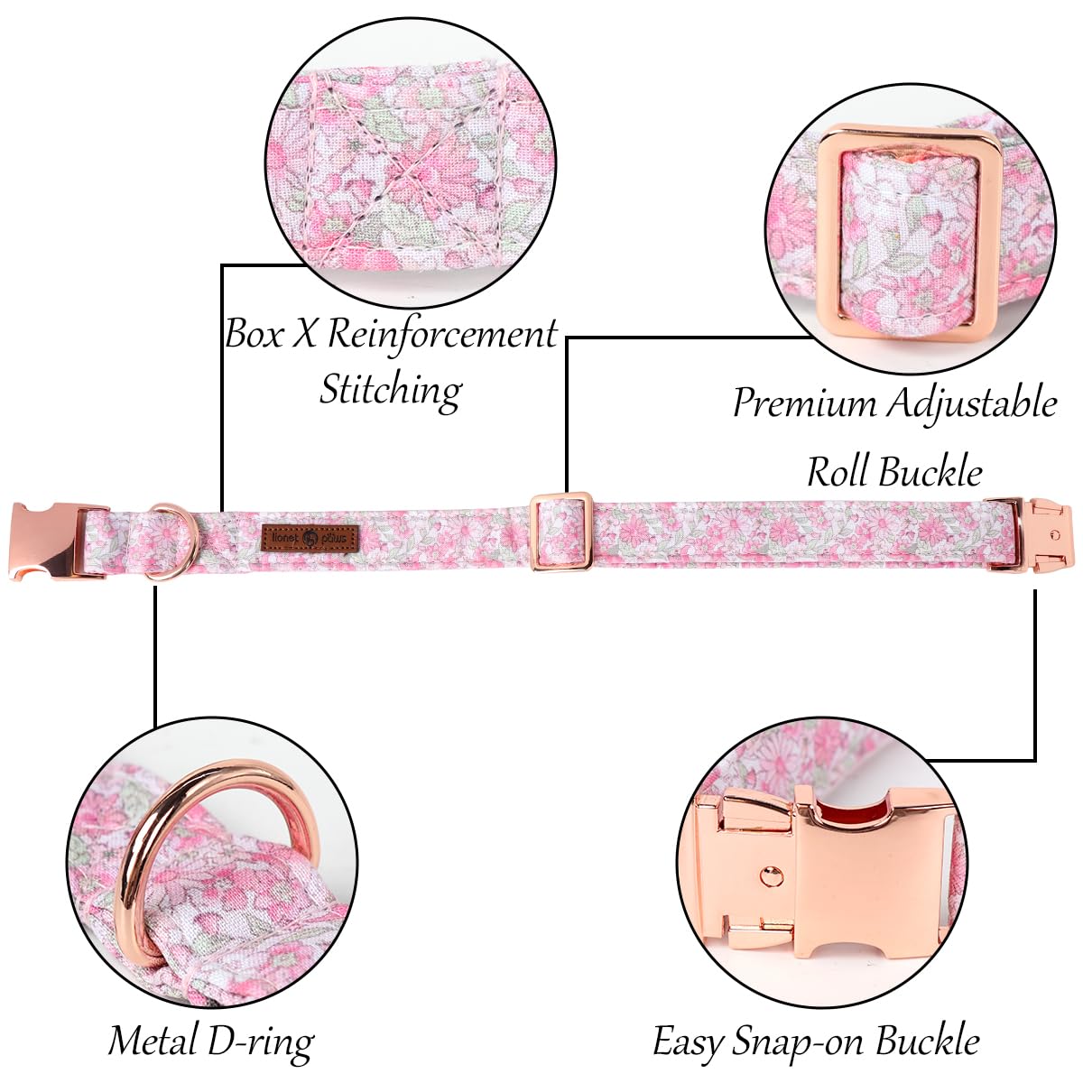 Lionet Paws Design Dogs Collar Cute Flower Sailor Bow Dog Collars for Girl Female Small Medium Dogs with Spring Floral S - Image 3