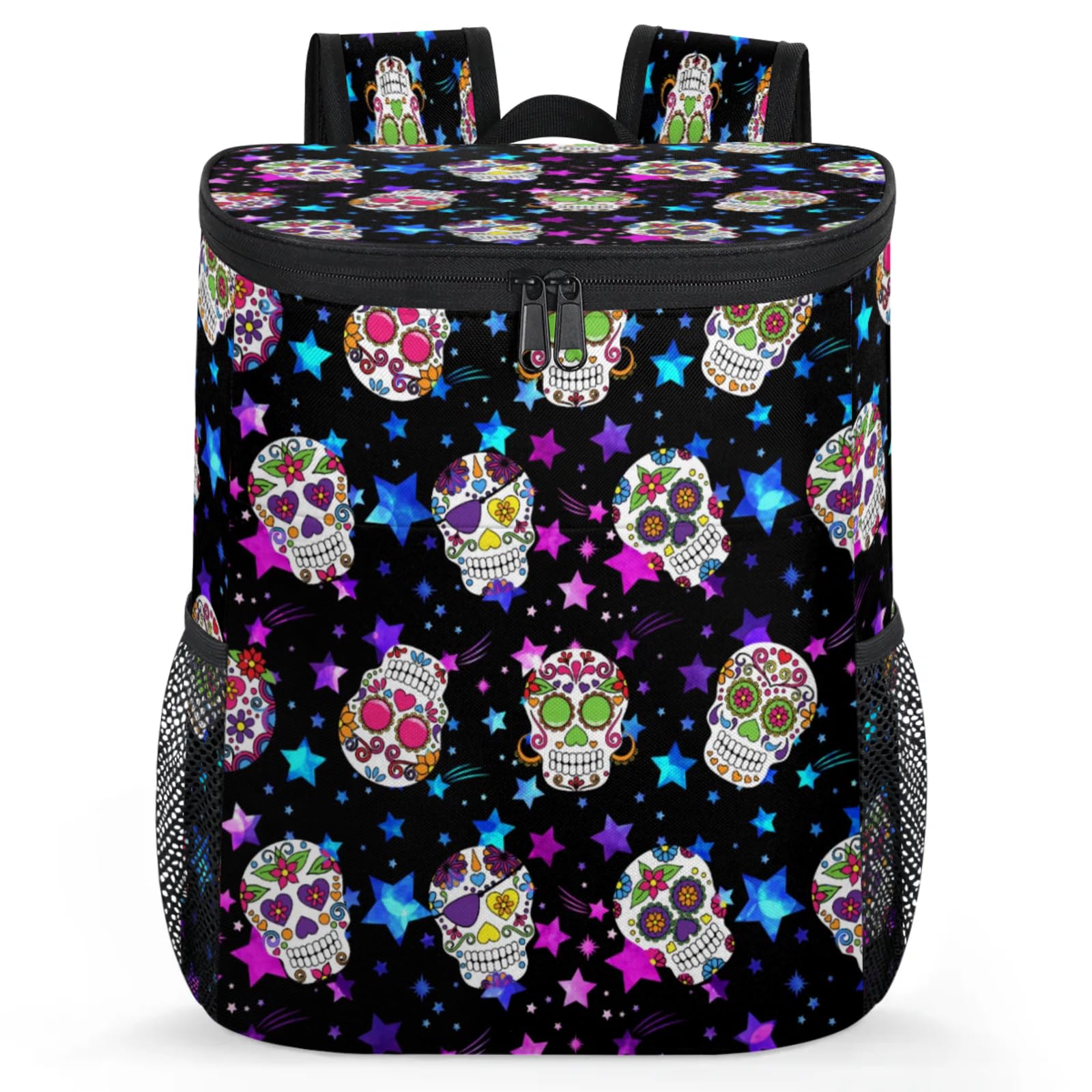 CNNINGYI Insulated Cooler Backpack 30 Cans, Goth Skull Leak Proof Cooler Bag, Lightweight Backpack Coolers for Picnic Fishing Hiking Camping Park Beach, Skull Skeleton