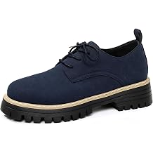 Oxfords for Womens Platform Lug Sole Comfort Non Slip Classic Lace Up Causal Loafers Classic Low Chunky Heel Business Dress Work Shoes for Daily Office Driving