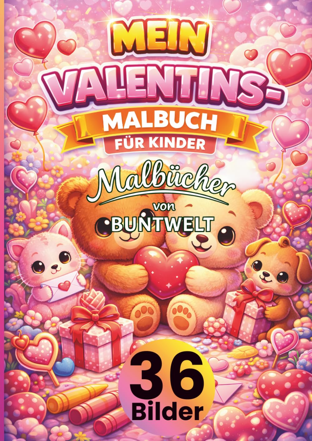 Mein Valentins-Malbuch für Kinder ab 3 Jahren: 36 süße Valentins-Motive zum Ausmalen – Herzen, Liebe, Rosen & kleine Geschenke • große, klare Linien • ... Feinmotorik & Konzentration • DIN A4 Format