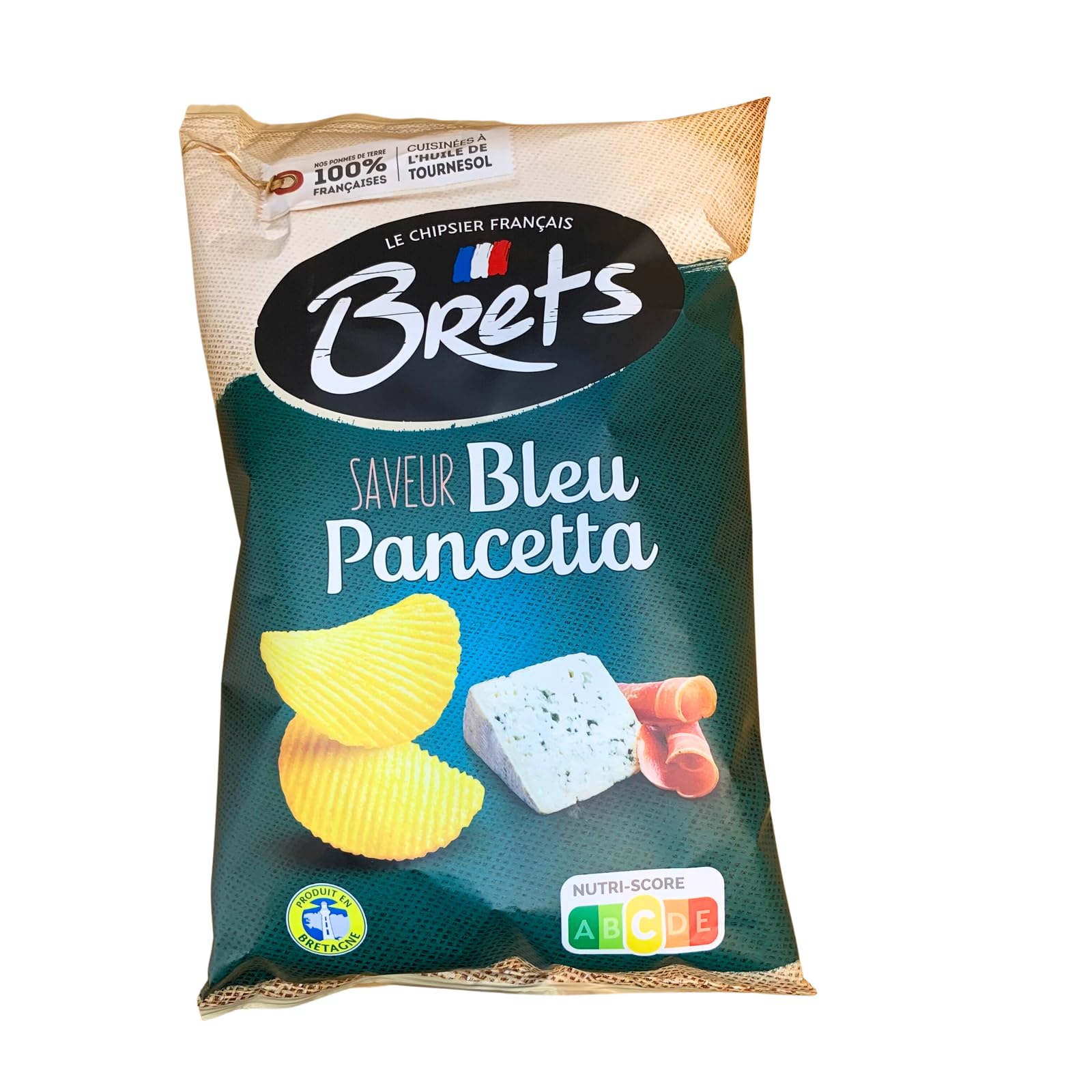 Brets Blue Cheese Pancetta Crisps Crinkle Cut - Gluten Free Made with 100% French Potatoes Made in France No Perservatives No Added MSG