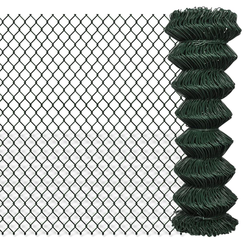 vidaXL Chain Link Fence - Steel - 1.25x15m - Green
