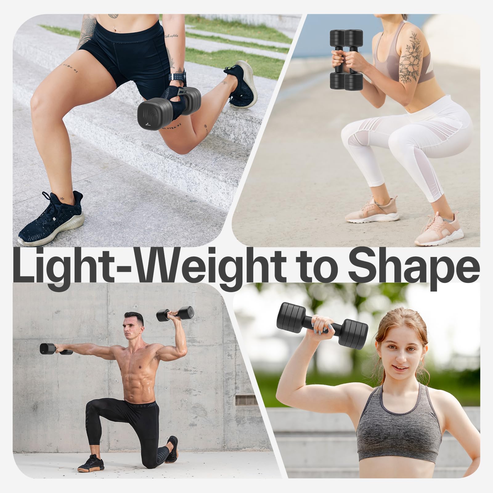 Sportneer Verstellbare Hanteln Frauen Set – Kurzhanteln 2er Set (je 1–2,5 kg Gewichte) mit rutschfestem TPU-Griff, 4-in-1 Hanteln Set für Fitnessgeräte für Zuhause, Home Gym & Krafttraining