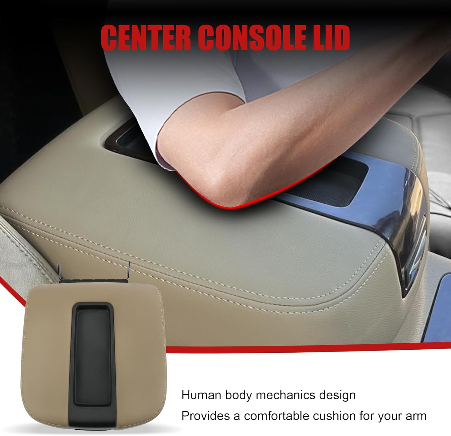 Center Console Armrest Lid Box Cover Compatible with 2007-2014 Chevy Silverado Avalanche Tahoe Suburban 1500 2500 GMC Sierra Yukon XL Replaces 19328711 Beige