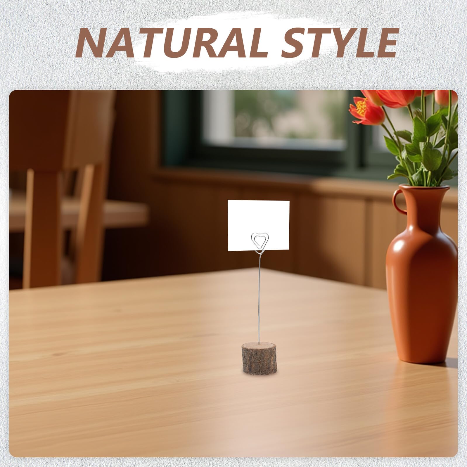 20 Stück Rustikale Holz Kartenhalter mit Herz-clip Stabile Tischkarten Tischnummernhalter aus Massivholz Vielseitige Memo Fotoklammern für Hochzeit Restaurant und Partydekoration