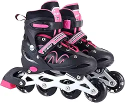 Patins Roller Inline 4 Rodas Skates Ajustavél com Rodas Iluminadas Jovens e Adultos, Para iniciantes, Adequado para uso Interno e Externo