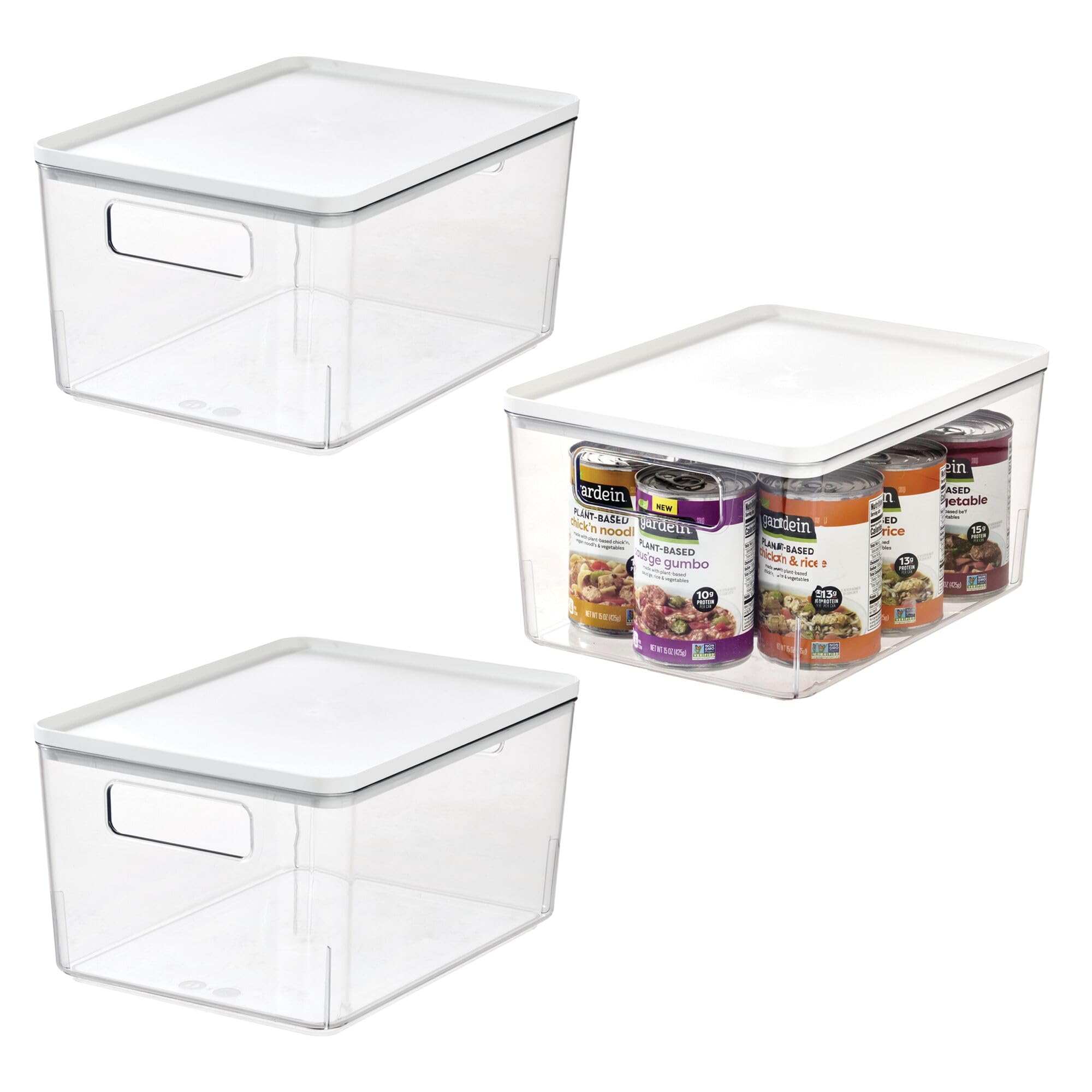 Boîte de rangement plastique transparente avec couvercle empilable iDesign 3x