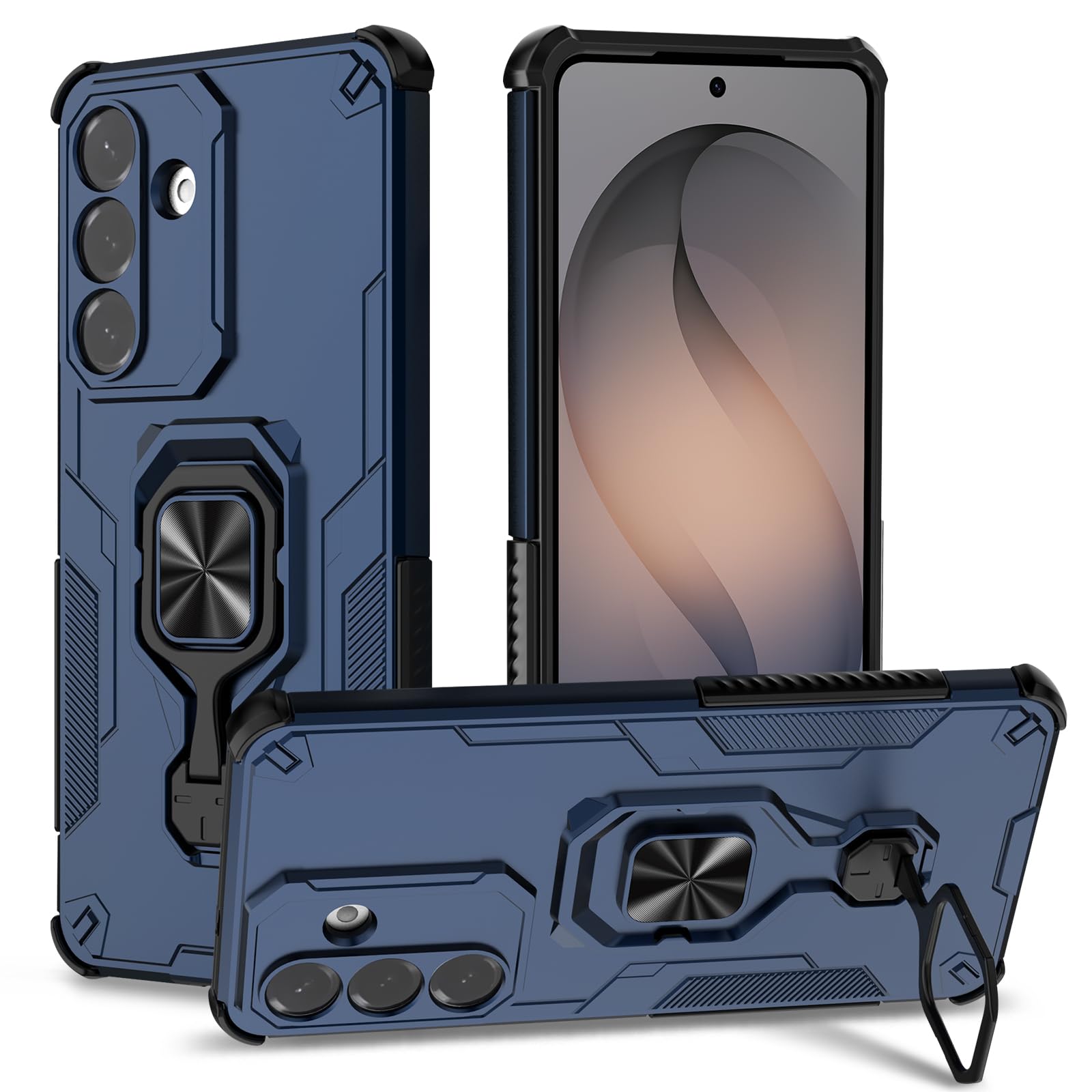 Funda para Samsung Galaxy A13 4G con Cristal Templado Protector Pantalla, Carcasa Antigolpes con Soporte anular metálico, Case Protectora de Grado Militar, Negro — view 254