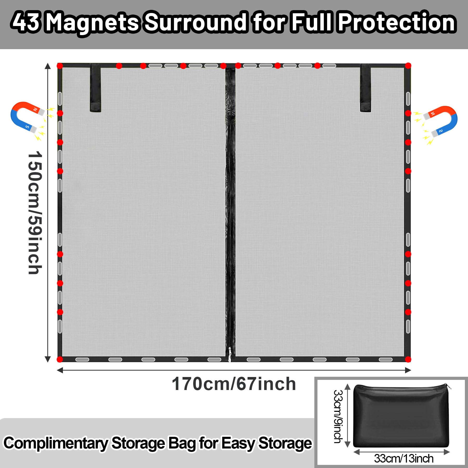 TZEKING Magnetic Mesh Truck Rear Door Screen, Sun Shade Curtains for Hatchback Cars Black Mesh Car Screen - Image 2