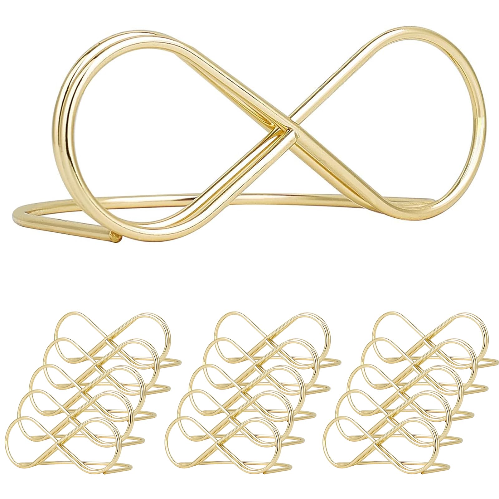 Porte-nom De Table En Or - 15 Pièces - Support Carte Infini - Pour Mariage, Événements