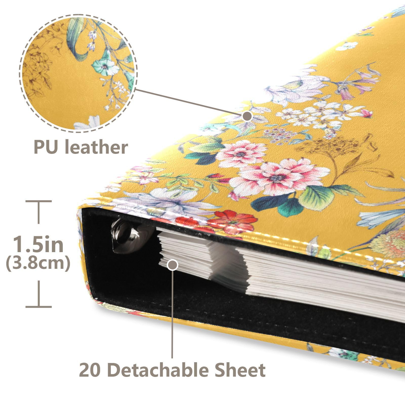 Álbum de fotos para fotos, autoadhesivo, estantería de fotos, álbum de fotos familiar, 4 x 7 pulgadas, patrón de flores