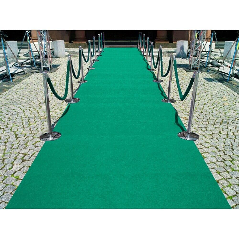 emmevi Tapis de sol en moquette verte antidérapant pour événement, foires, couloir, magasin, 100 x 2000 cm