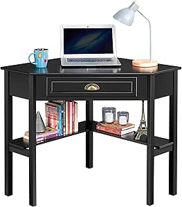 SoBuy FWT31-W Hoekbureau Bureau Tafel Computertafel met Lade - Wit - 76x76x76cm