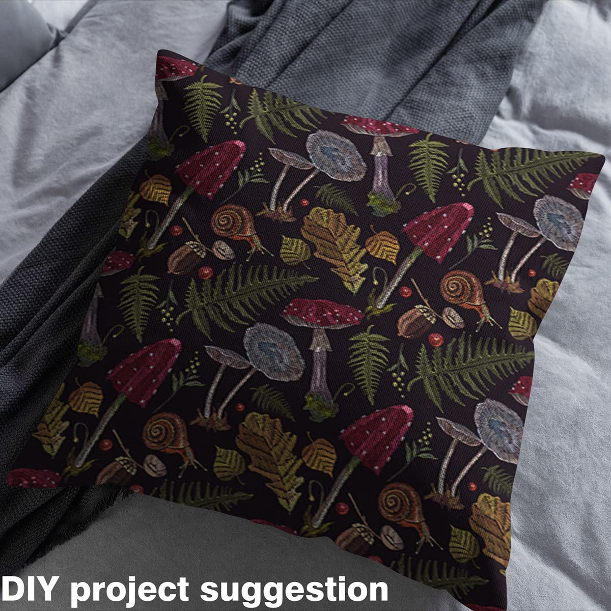 Wild Mushroom Fabric by The Yard,Farmhouse Cabin Style Upholstery Fabric for Chairs,Jungle Snail Leaves Print Waterproof Outdoor Fabric,1 Yard,Red Green - Image 3